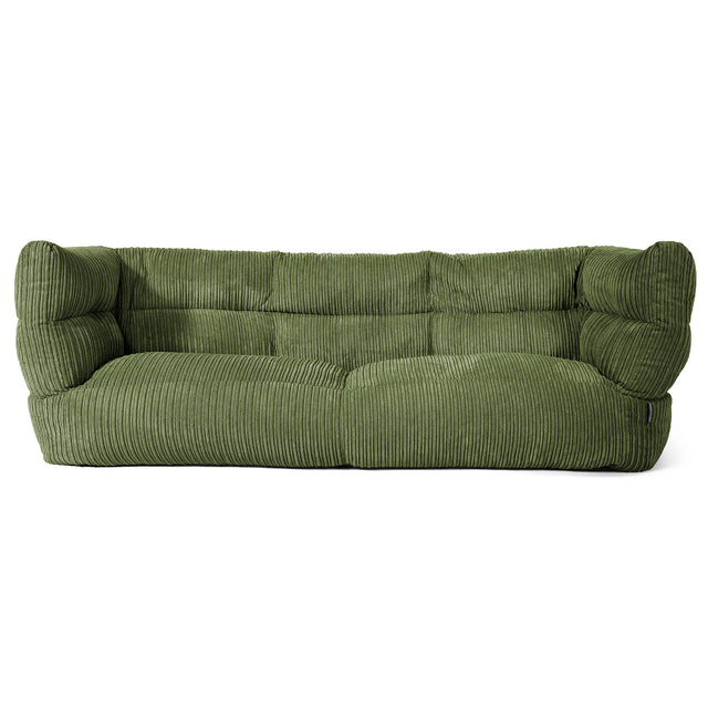Louis Pouf Divano 3 posti - Velluto a Coste Verde Foresta 01