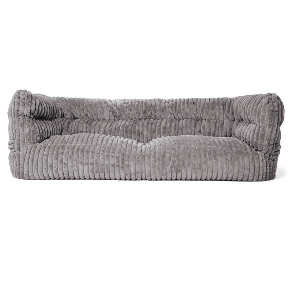 Louis Pouf Divano 3 posti - Velluto Felpato Ultra Morbido Grigio 01
