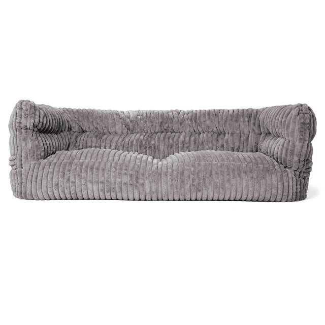 Louis Pouf Divano 3 posti - Velluto Felpato Ultra Morbido Grigio 01