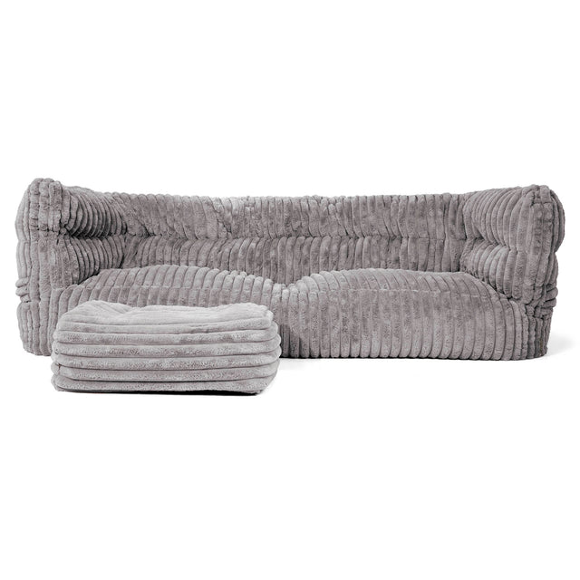 Louis Pouf Divano 3 posti - Velluto Felpato Ultra Morbido Grigio 02