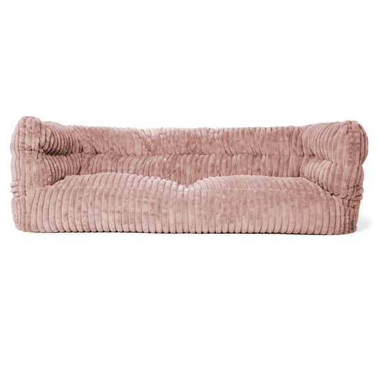 Louis Pouf Divano 3 posti - Velluto Felpato Ultra Morbido Rosa Antico 01