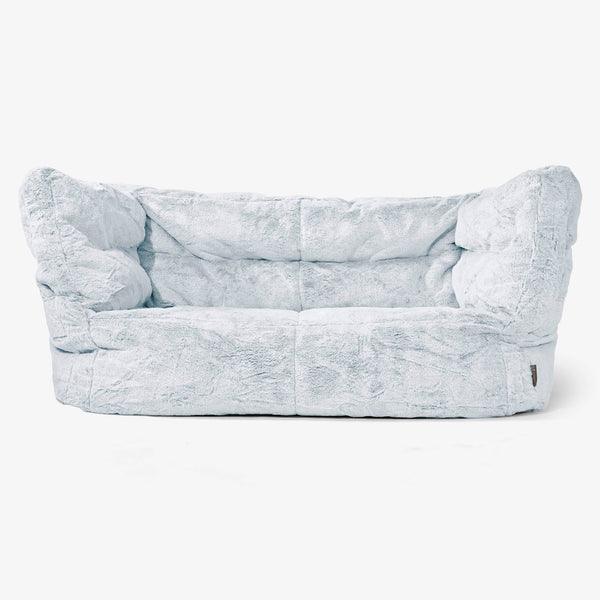 Albert Pouf Divano 2 posti 2.0 - Pelliccia Di Coniglio Azzurro Polvere 01