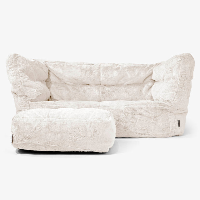 Albert Pouf Divano 2 posti 2.0 - Pelliccia Di Coniglio Bianco 02