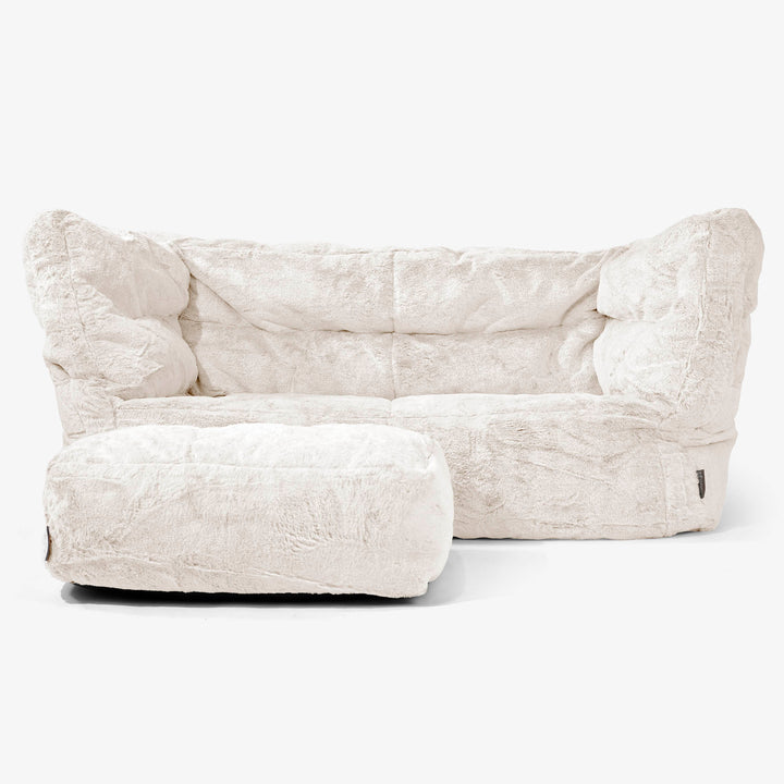 Albert Pouf Divano 2 posti 2.0 - Pelliccia Di Coniglio Bianco 02