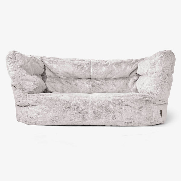 Albert Pouf Divano 2 posti 2.0 - Pelliccia Di Coniglio Grigio Chiaro 01