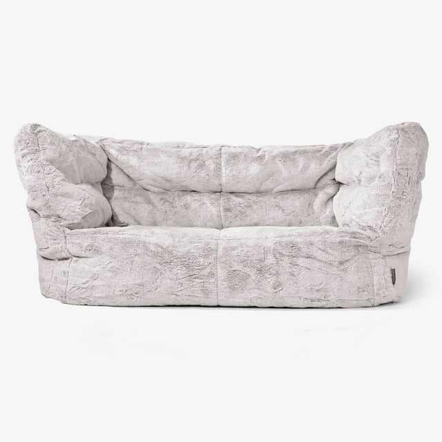 Albert Pouf Divano 2 posti 2.0 - Pelliccia Di Coniglio Grigio Chiaro 01