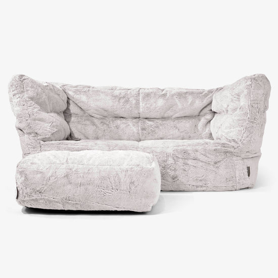 Albert Pouf Divano 2 posti 2.0 - Pelliccia Di Coniglio Grigio Chiaro 02