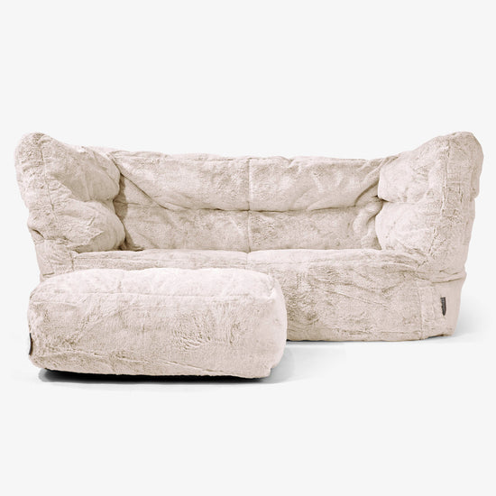 Albert Pouf Divano 2 posti 2.0 - Pelliccia Di Coniglio Marrone dorato 02