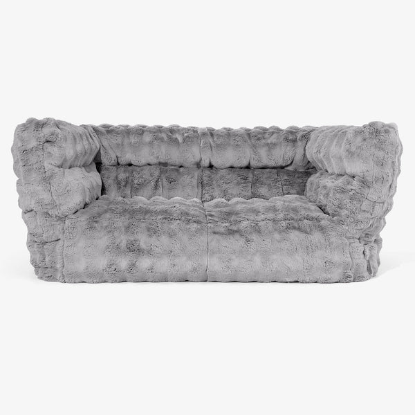 Albert Pouf Divano 2 posti 2.0 - Pelliccia Sintetica a Bolle Grigio 01
