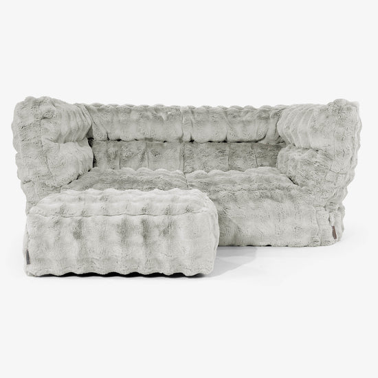 Albert Pouf Divano 2 posti 2.0 - Pelliccia Sintetica a Bolle Verde Salvia 02