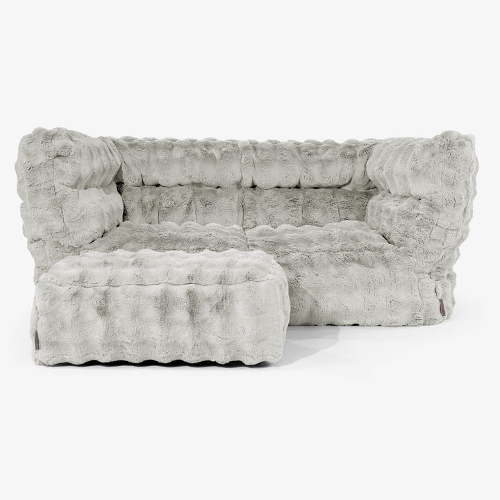 Albert Pouf Divano 2 posti 2.0 - Pelliccia Sintetica a Bolle Verde Salvia 02