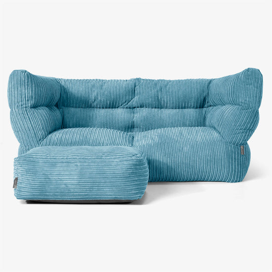Albert Pouf Divano 2 posti 2.0 - Velluto a Coste Egeo Blu 02