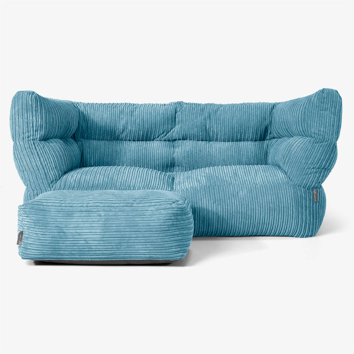 Albert Pouf Divano 2 posti 2.0 - Velluto a Coste Egeo Blu 02
