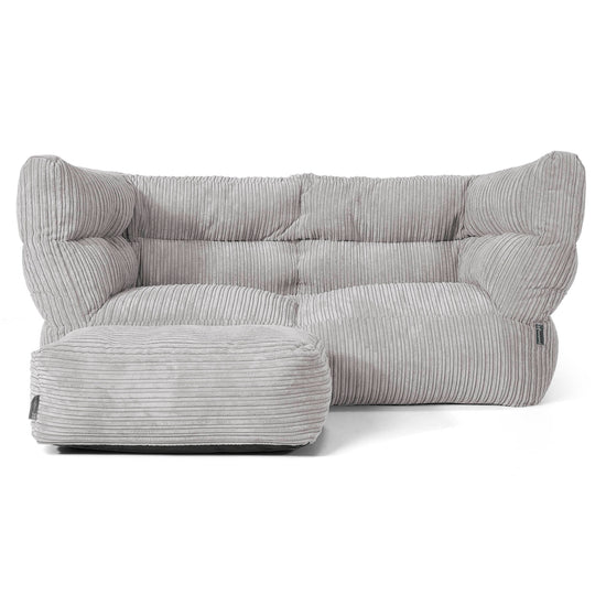 Albert Pouf Divano 2 posti 2.0 - Velluto a Coste Grigio Argento 02
