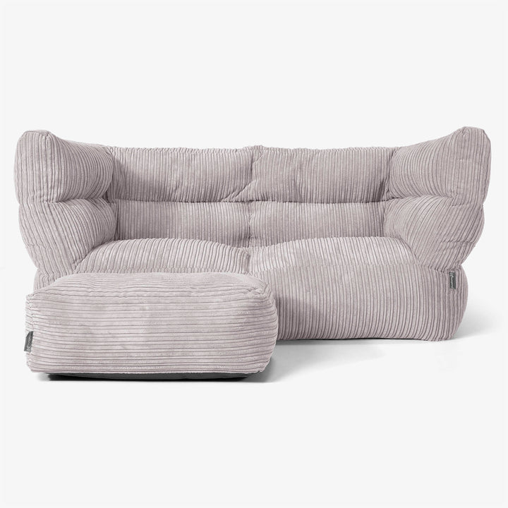 Albert Pouf Divano 2 posti 2.0 - Velluto a Coste Grigio Argento 02
