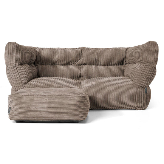 Albert Pouf Divano 2 posti 2.0 - Velluto a Coste Grigio Tortora 02