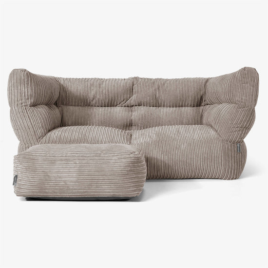 Albert Pouf Divano 2 posti 2.0 - Velluto a Coste Grigio Tortora 02