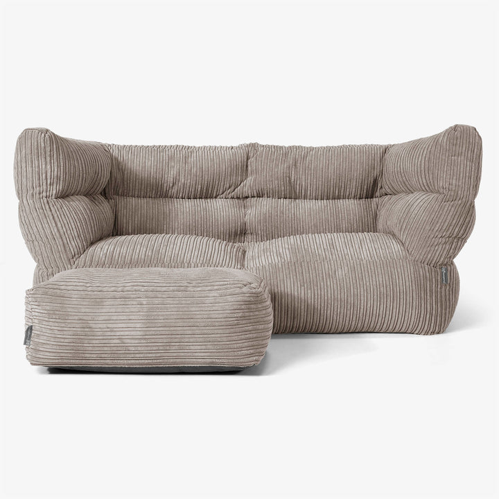 Albert Pouf Divano 2 posti 2.0 - Velluto a Coste Grigio Tortora 02