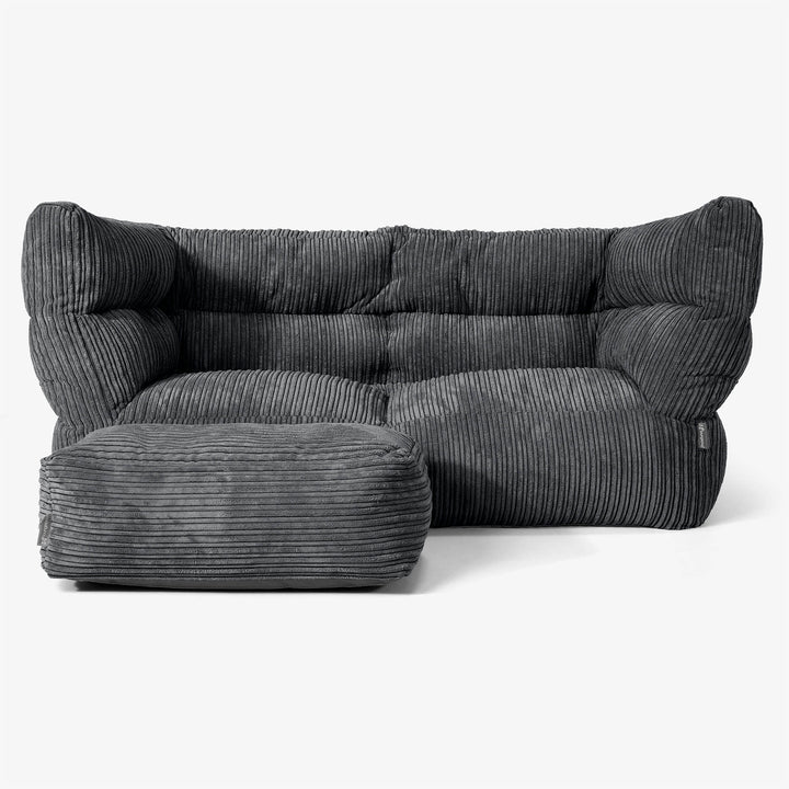 Albert Pouf Divano 2 posti 2.0 - Velluto a Coste Nero 02