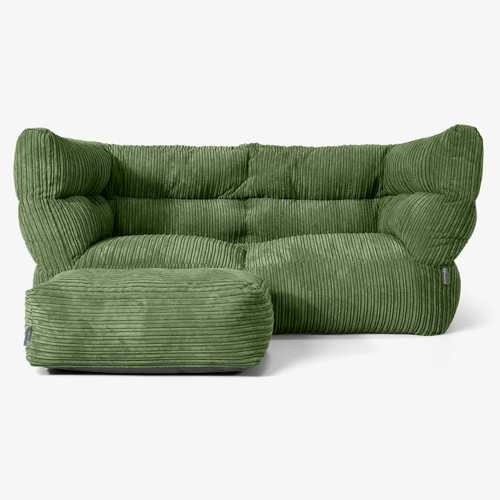 Albert Pouf Divano 2 posti 2.0 - Velluto a Coste Verde Foresta 02