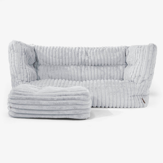 Albert Pouf Divano 2 posti 2.0 - Velluto Felpato Ultra Morbido Azzurro Uovo di Anatra 02