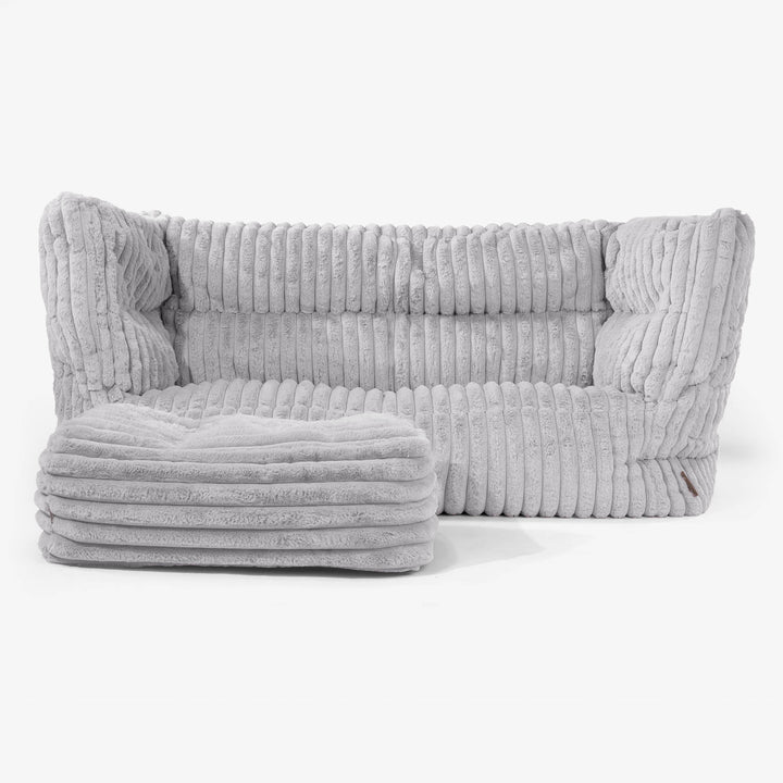 Albert Pouf Divano 2 posti 2.0 - Velluto Felpato Ultra Morbido Grigio 02