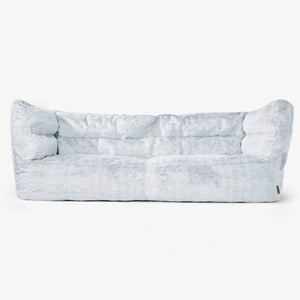 Albert Pouf Divano 3 posti 2.0 - Pelliccia Di Coniglio Azzurro Polvere