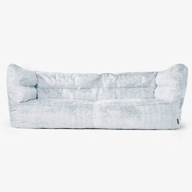 Albert Pouf Divano 3 posti 2.0 - Pelliccia Di Coniglio Azzurro Polvere 01