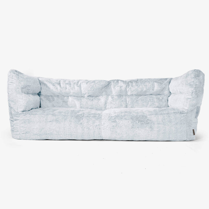 Albert Pouf Divano 3 posti 2.0 - Pelliccia Di Coniglio Azzurro Polvere 01