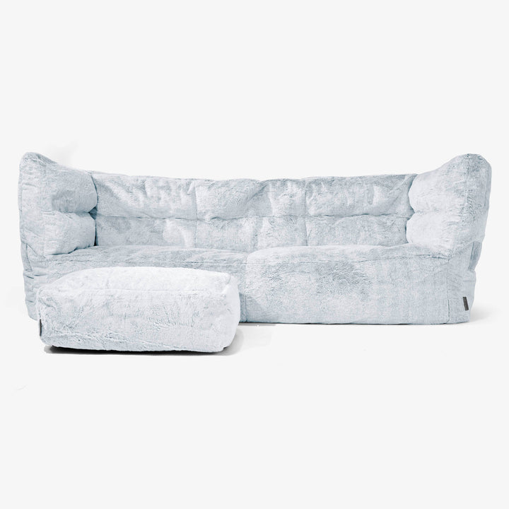 Albert Pouf Divano 3 posti 2.0 - Pelliccia Di Coniglio Azzurro Polvere 02