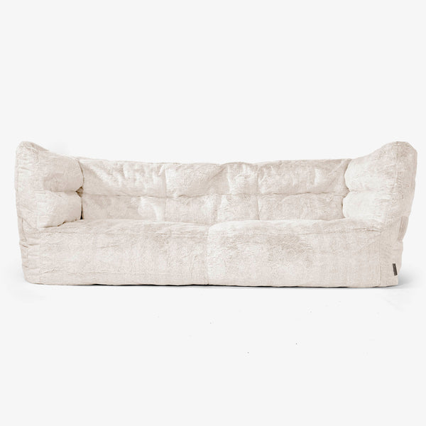 Albert Pouf Divano 3 posti 2.0 - Pelliccia Di Coniglio Bianco 01