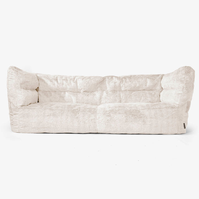 Albert Pouf Divano 3 posti 2.0 - Pelliccia Di Coniglio Bianco 01