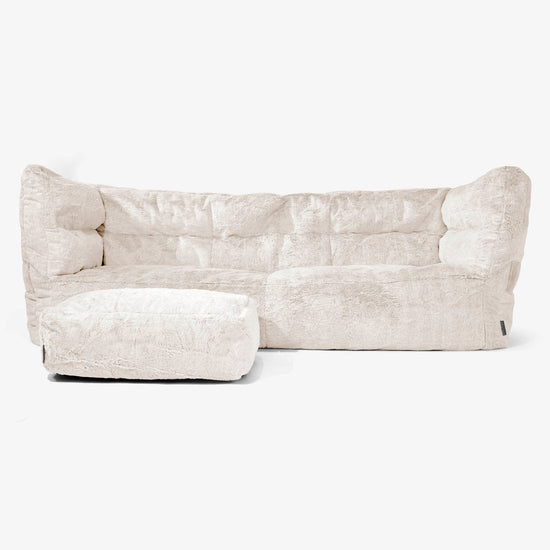 Albert Pouf Divano 3 posti 2.0 - Pelliccia Di Coniglio Bianco 02