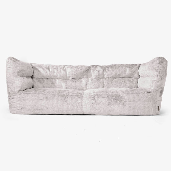 Albert Pouf Divano 3 posti 2.0 - Pelliccia Di Coniglio Grigio Chiaro 01