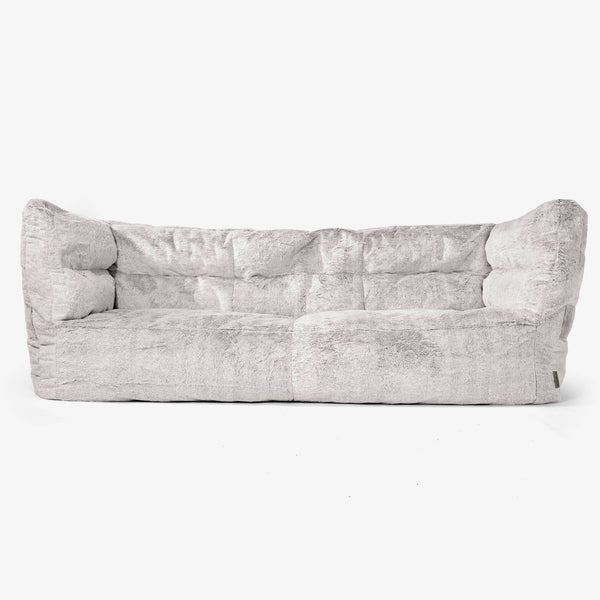 Albert Pouf Divano 3 posti 2.0 - Pelliccia Di Coniglio Grigio Chiaro 01