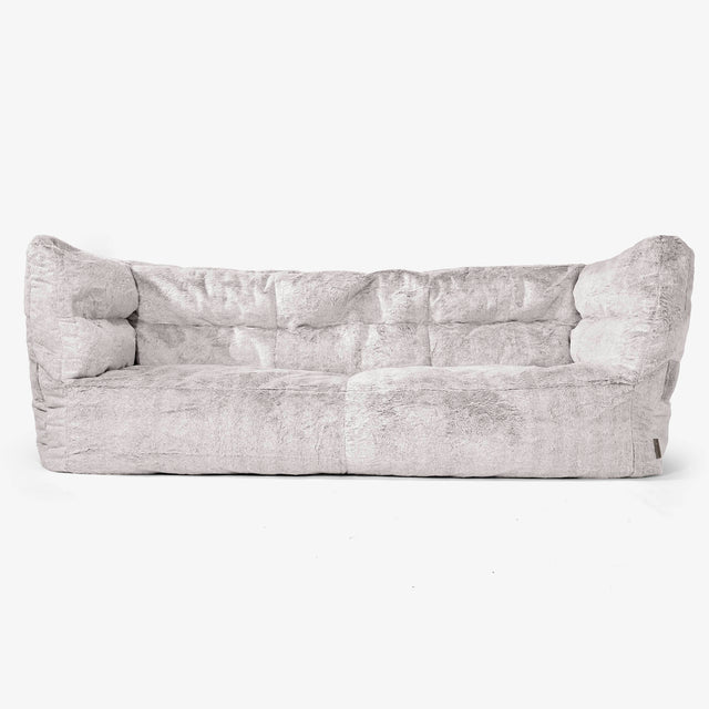 Albert Pouf Divano 3 posti 2.0 - Pelliccia Di Coniglio Grigio Chiaro 01
