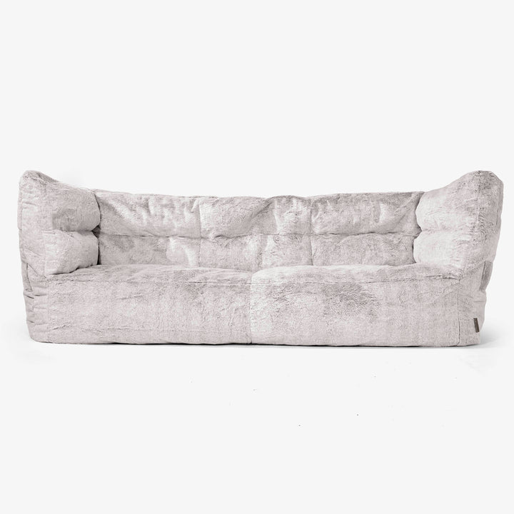 Albert Pouf Divano 3 posti 2.0 - Pelliccia Di Coniglio Grigio Chiaro 01