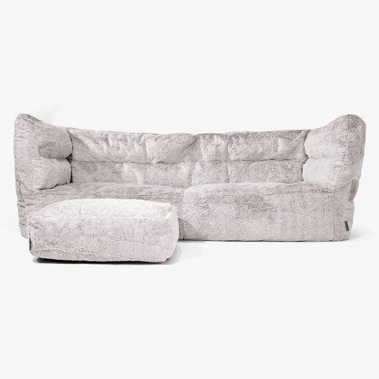 Albert Pouf Divano 3 posti 2.0 - Pelliccia Di Coniglio Grigio Chiaro 02