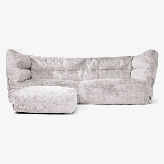 Albert Pouf Divano 3 posti 2.0 - Pelliccia Di Coniglio Grigio Chiaro 02