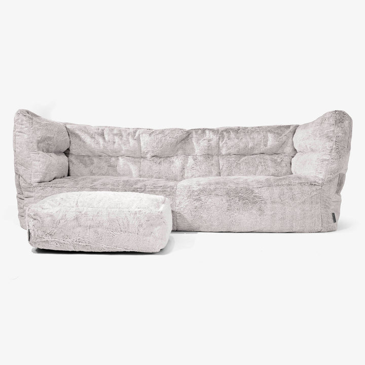 Albert Pouf Divano 3 posti 2.0 - Pelliccia Di Coniglio Grigio Chiaro 02