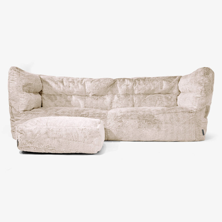 Albert Pouf Divano 3 posti 2.0 - Pelliccia Di Coniglio Marrone dorato 02