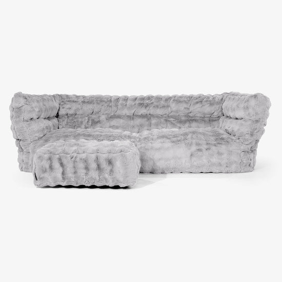 Albert Pouf Divano 3 posti 2.0 - Pelliccia Sintetica a Bolle Grigio 02