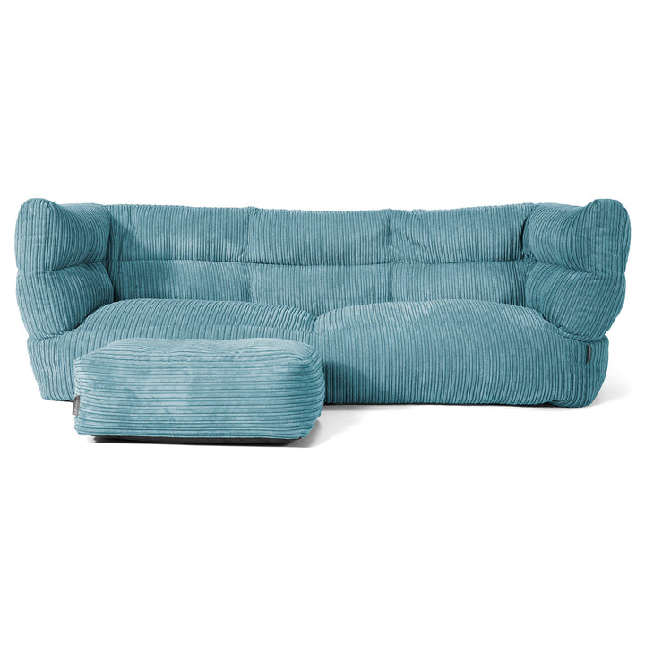 Albert Pouf Divano 3 posti 2.0 - Velluto a Coste Egeo Blu 02