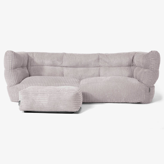 Albert Pouf Divano 3 posti 2.0 - Velluto a Coste Grigio Argento 02
