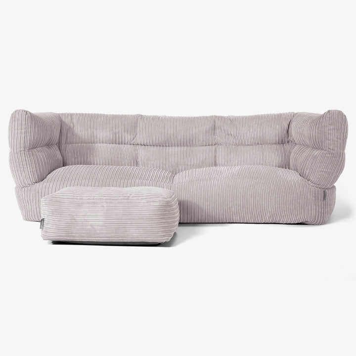 Albert Pouf Divano 3 posti 2.0 - Velluto a Coste Grigio Argento 02