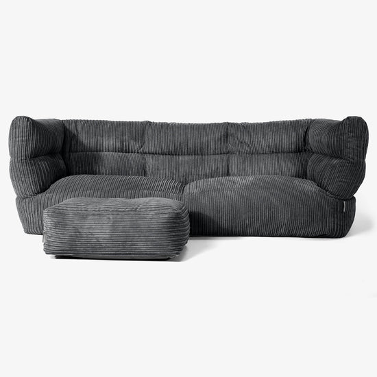 Albert Pouf Divano 3 posti 2.0 - Velluto a Coste Nero 02