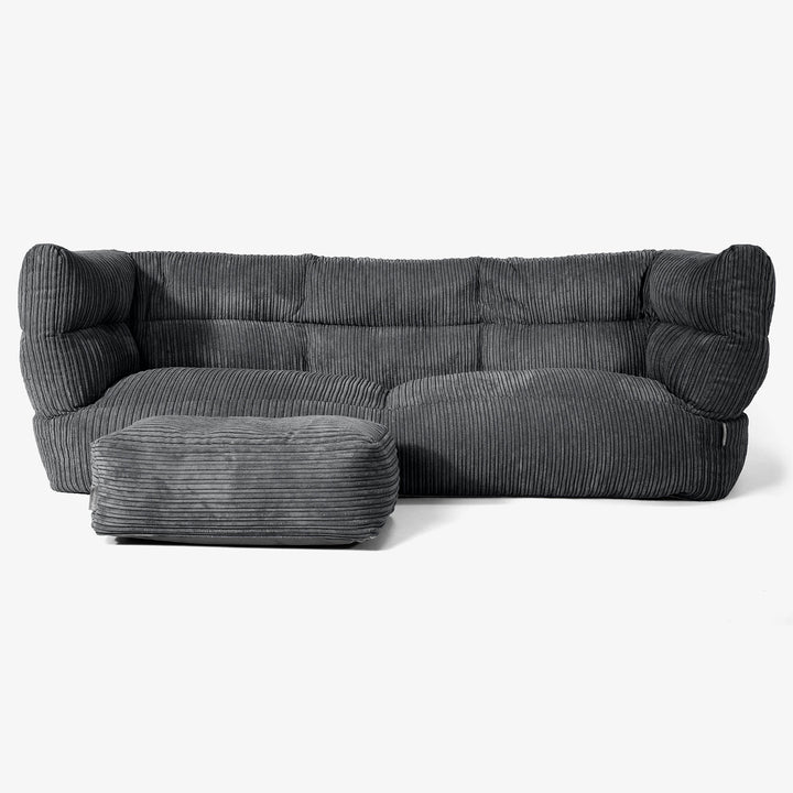 Albert Pouf Divano 3 posti 2.0 - Velluto a Coste Nero 02