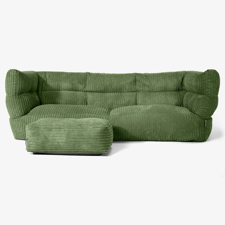 Albert Pouf Divano 3 posti 2.0 - Velluto a Coste Verde Foresta 02
