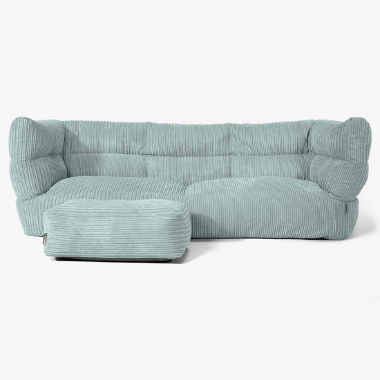 Albert Pouf Divano 3 posti 2.0 - Velluto a Coste Verde Menta 02