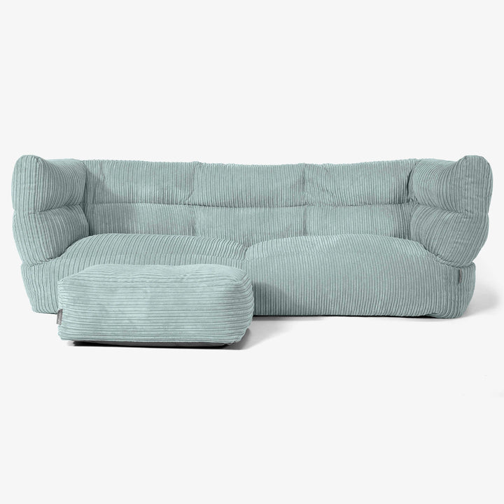 Albert Pouf Divano 3 posti 2.0 - Velluto a Coste Verde Menta 02